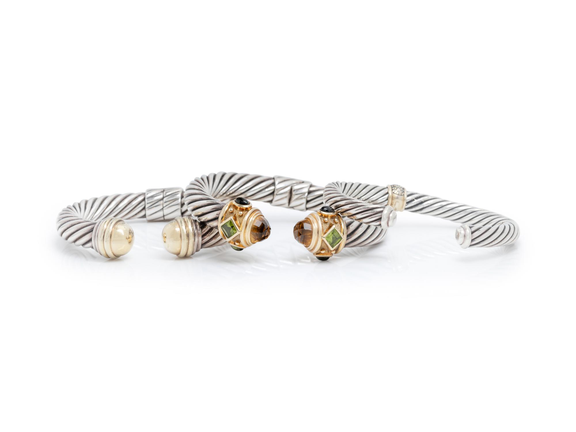 DAVID YURMAN, YELLOW GOLD AND STERLING SILVER BRACELETS