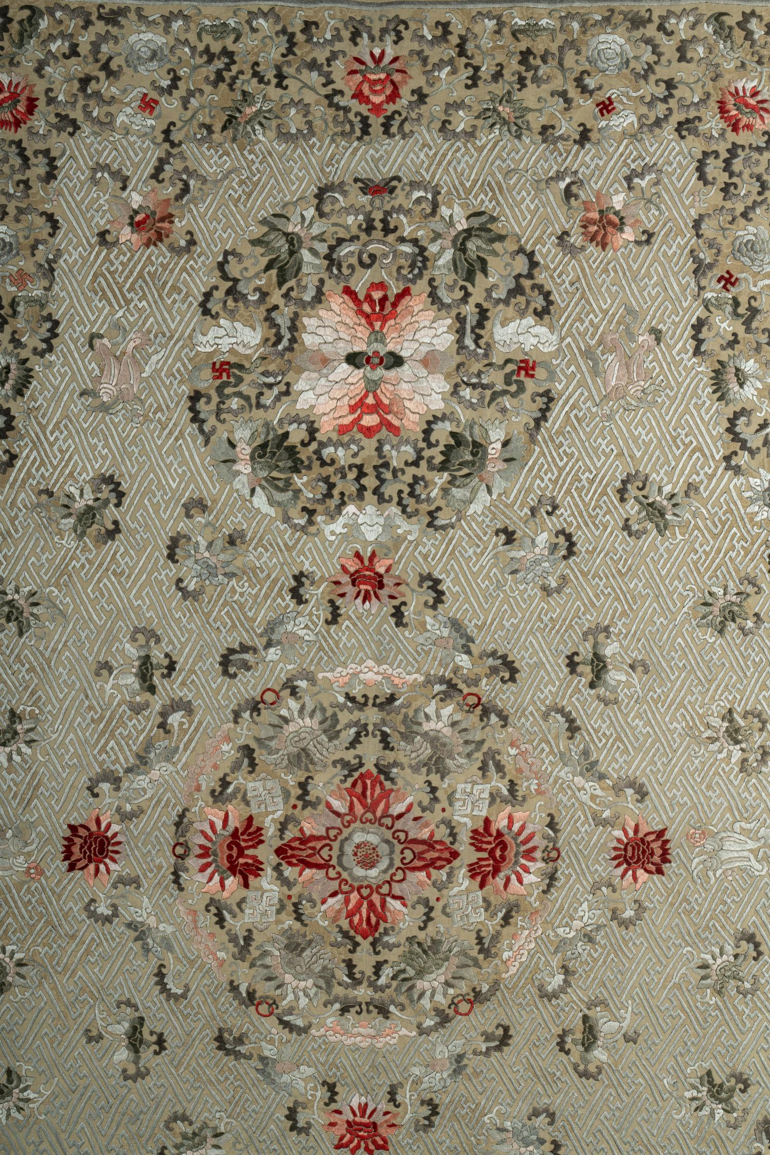 A Large Chinese Embroidered Silk Panel