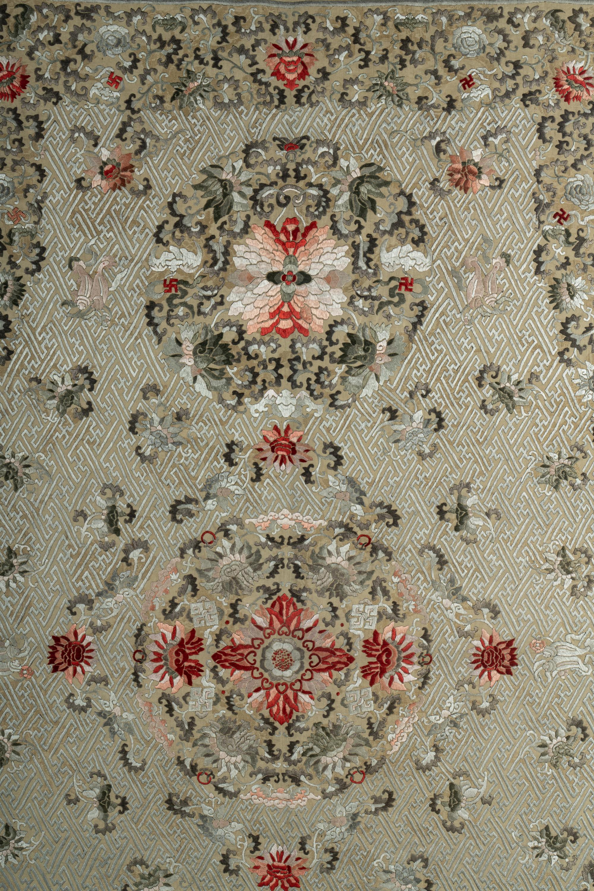 A Large Chinese Embroidered Silk Panel