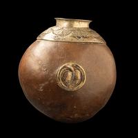 A Zulu Metal-Mounted Gourd Snuff Container