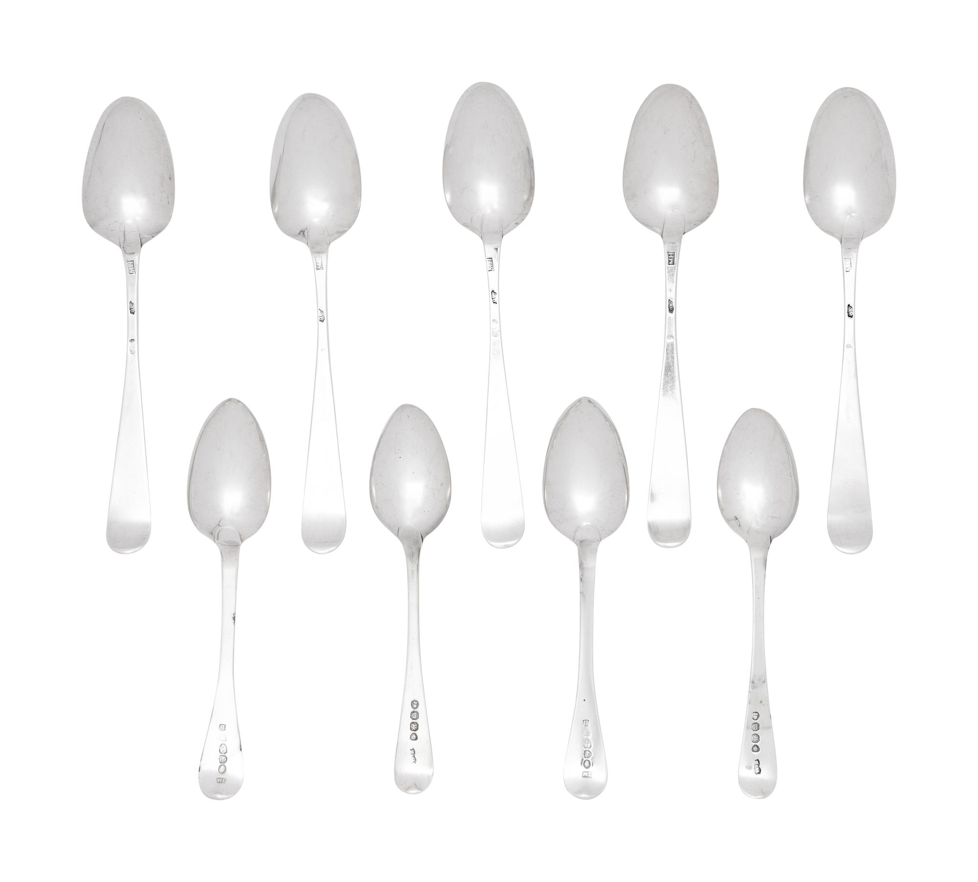A Group of Eighteen English and Irish Silver Teaspoons