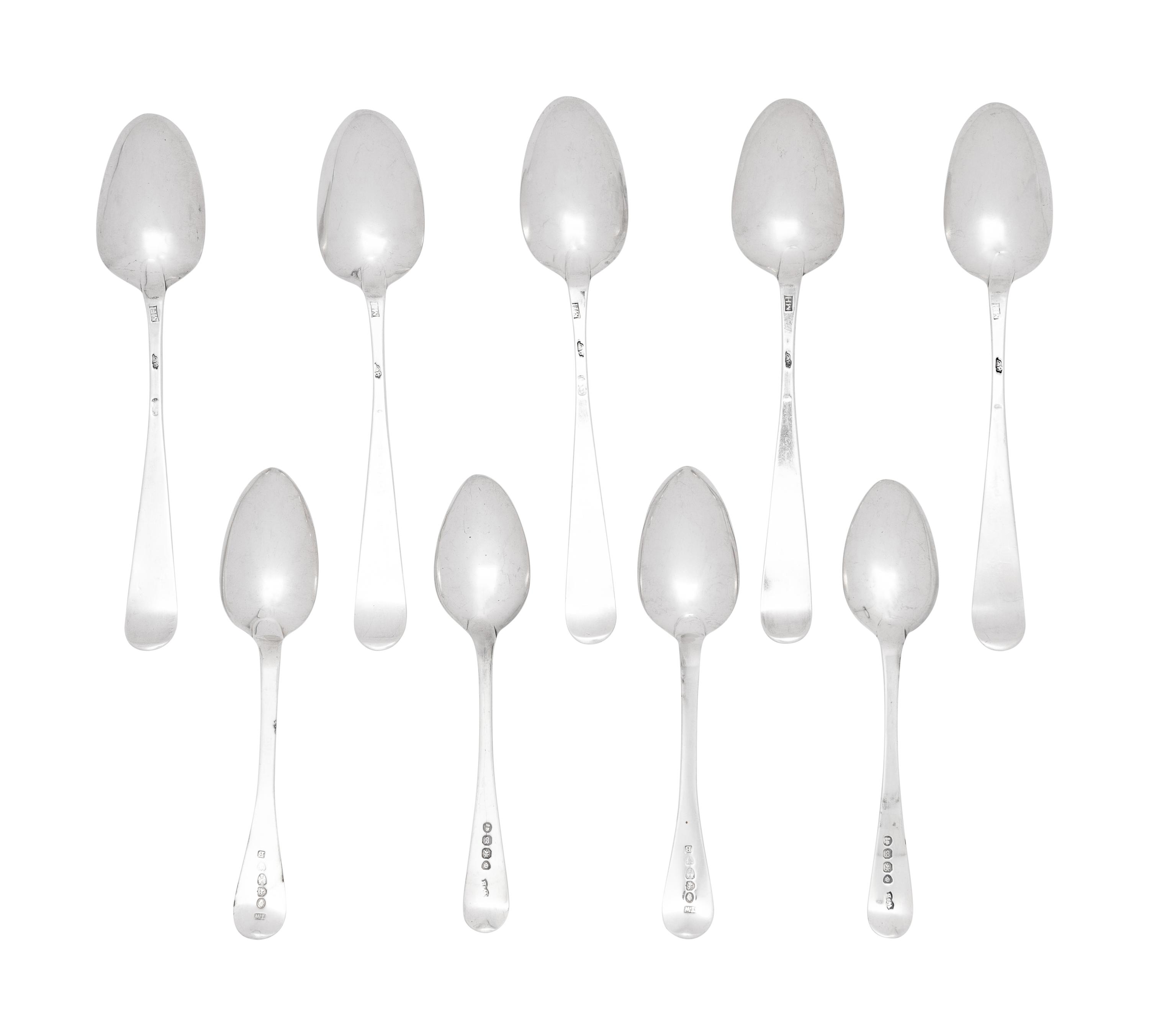 A Group of Eighteen English and Irish Silver Teaspoons