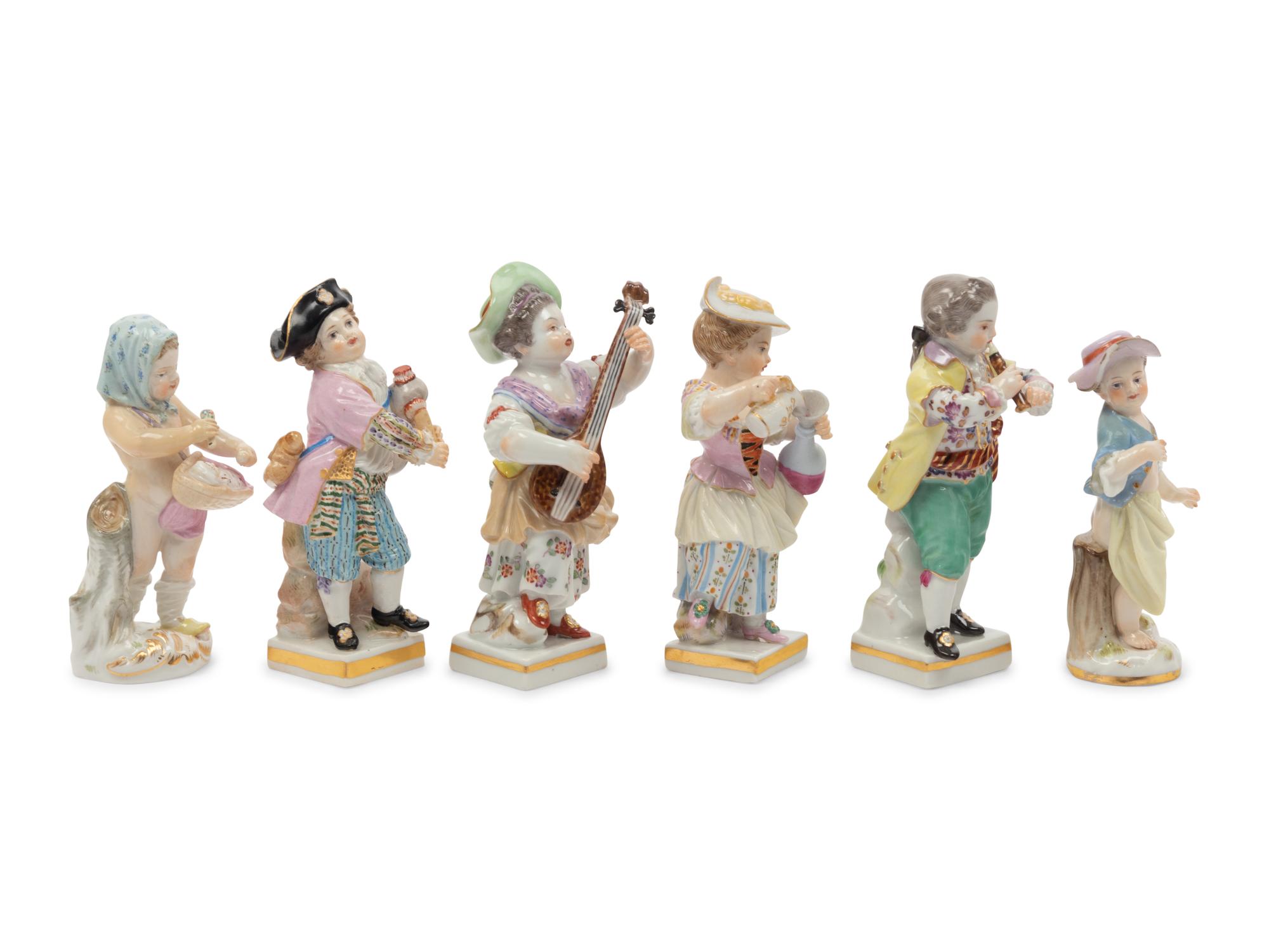 A Group of Six Meissen Porcelain Figures