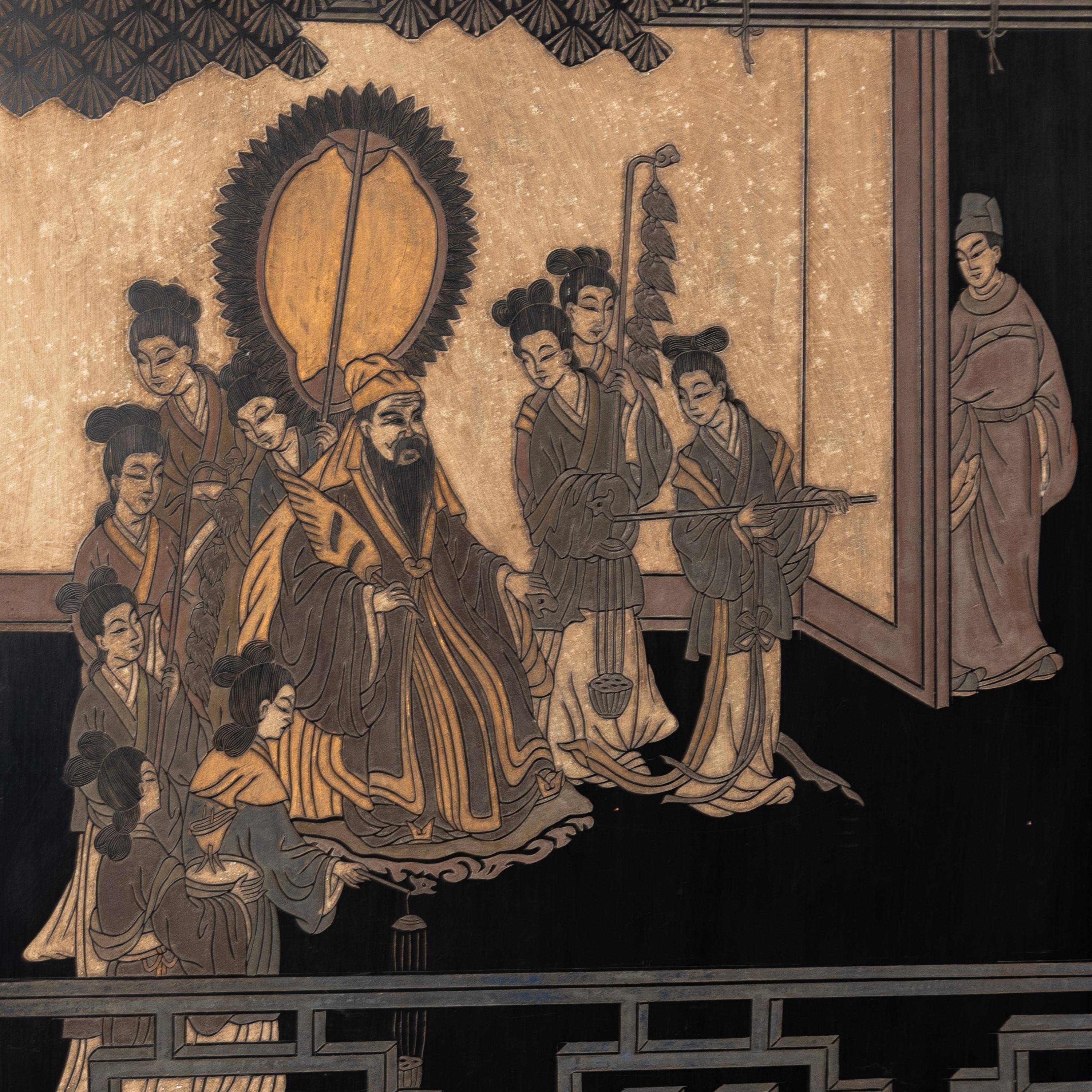 A Chinese Lacquer Twelve-Panel Floor Screen