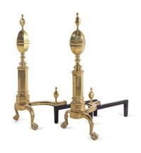 A Pair of English Brass Andirons