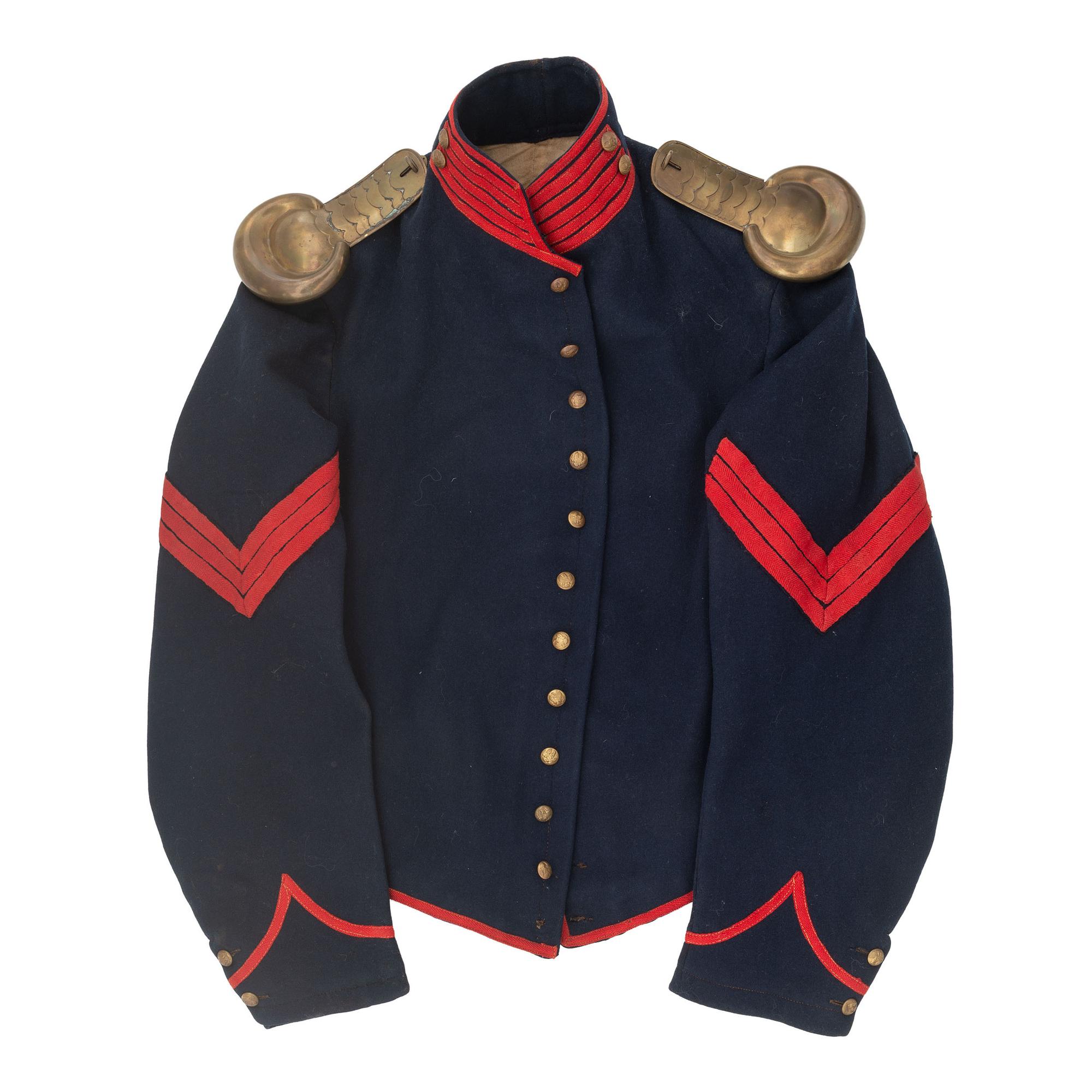 US Pattern 1858 Mounted Artillery Jacket with Sergeant's Chevrons and Brass Epaulets.