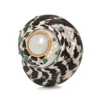 TRIANON, CULTURED MABE PEARL, EMERALD AND SHELL BROOCH