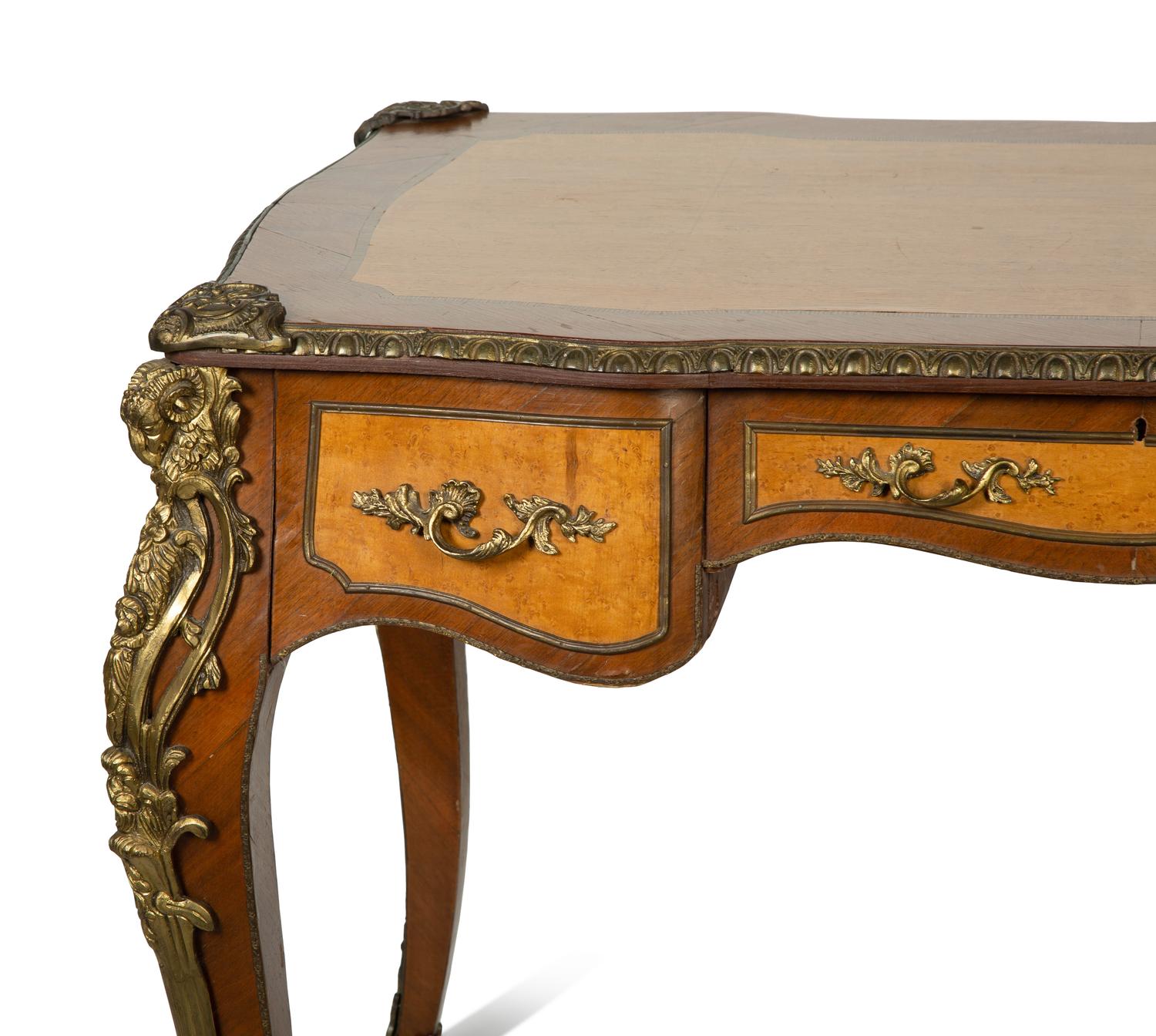 Approved for Donation A Louis XV Style Gilt Bronze Mounted Bureau Plat