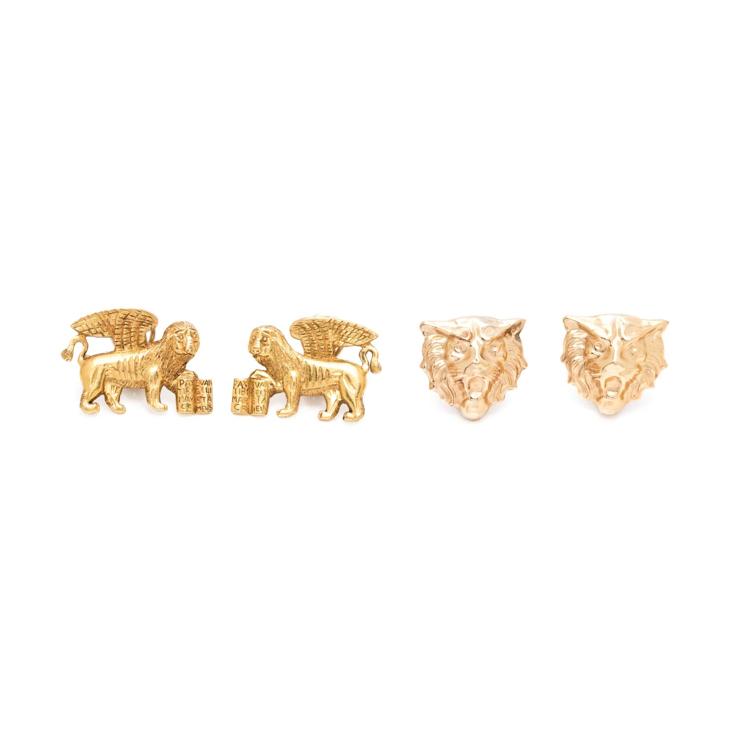 COLLECTION OF YELLOW GOLD EARCLIPS