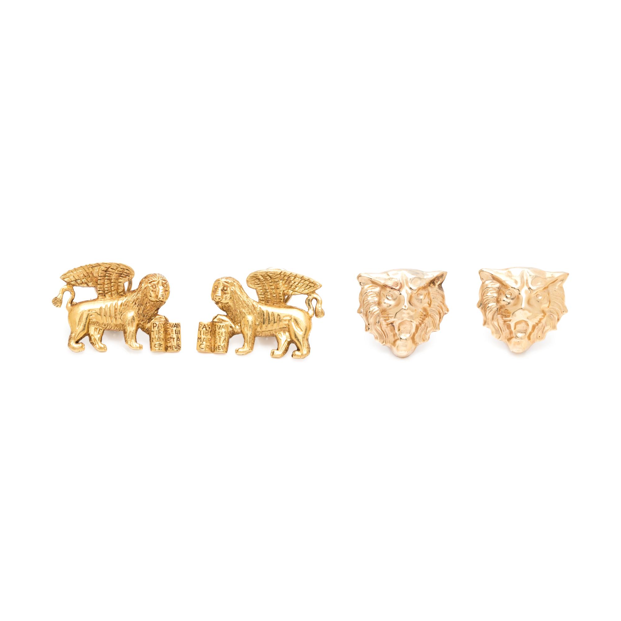 COLLECTION OF YELLOW GOLD EARCLIPS