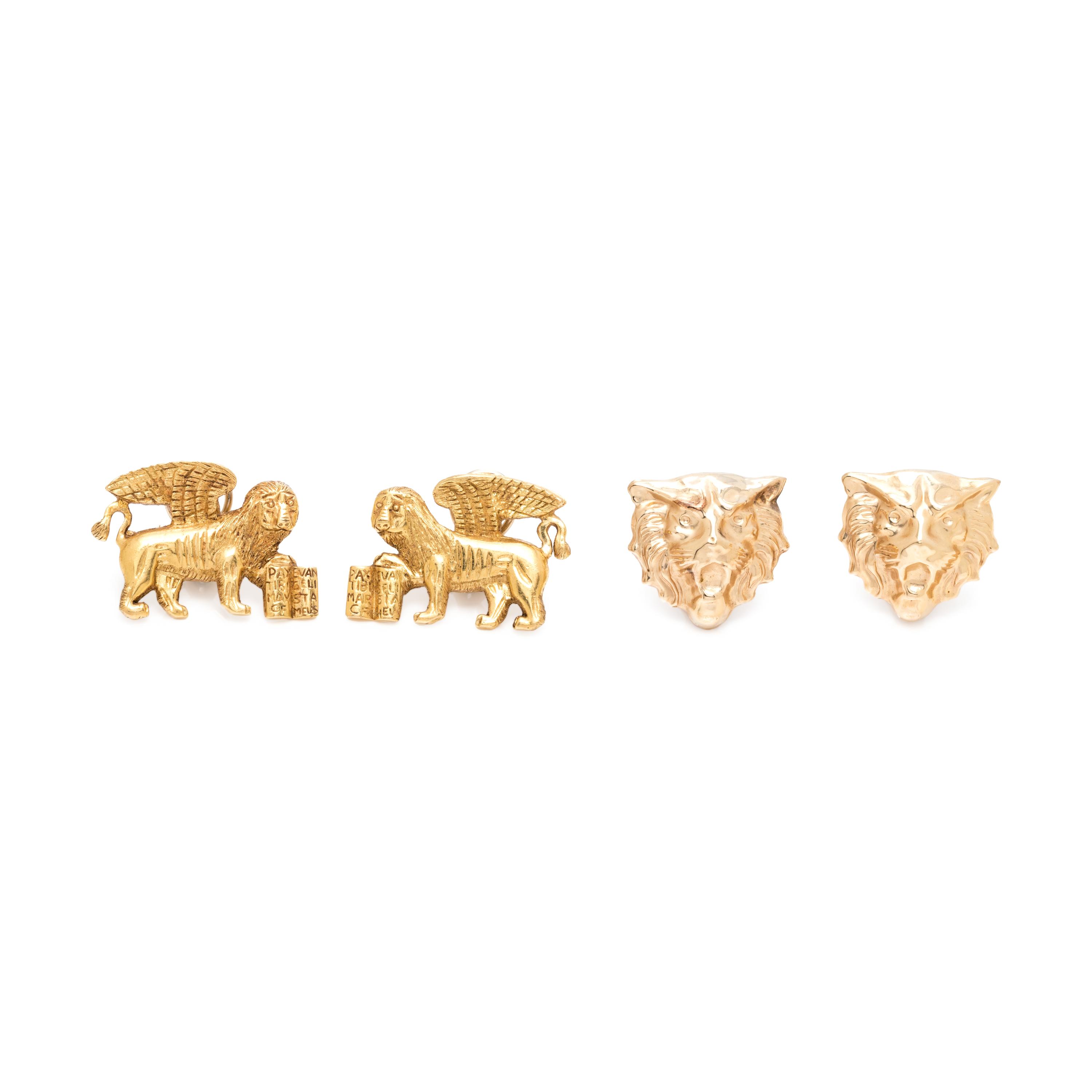 COLLECTION OF YELLOW GOLD EARCLIPS