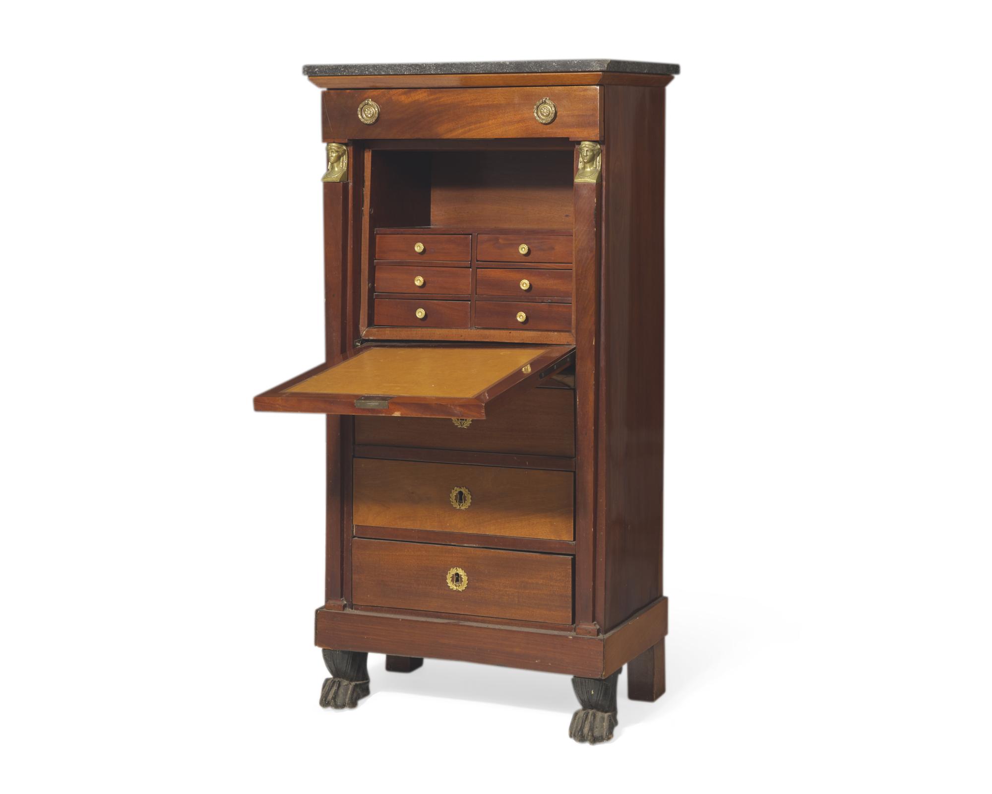 A French Empire gilt bronze-mounted mahogany secrétaire à abattant , 19th century