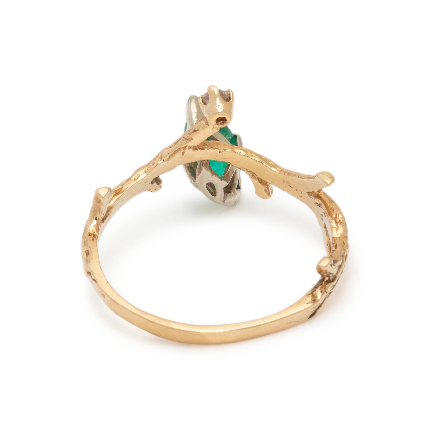 EMERALD, GOLD, AND DIAMOND RING