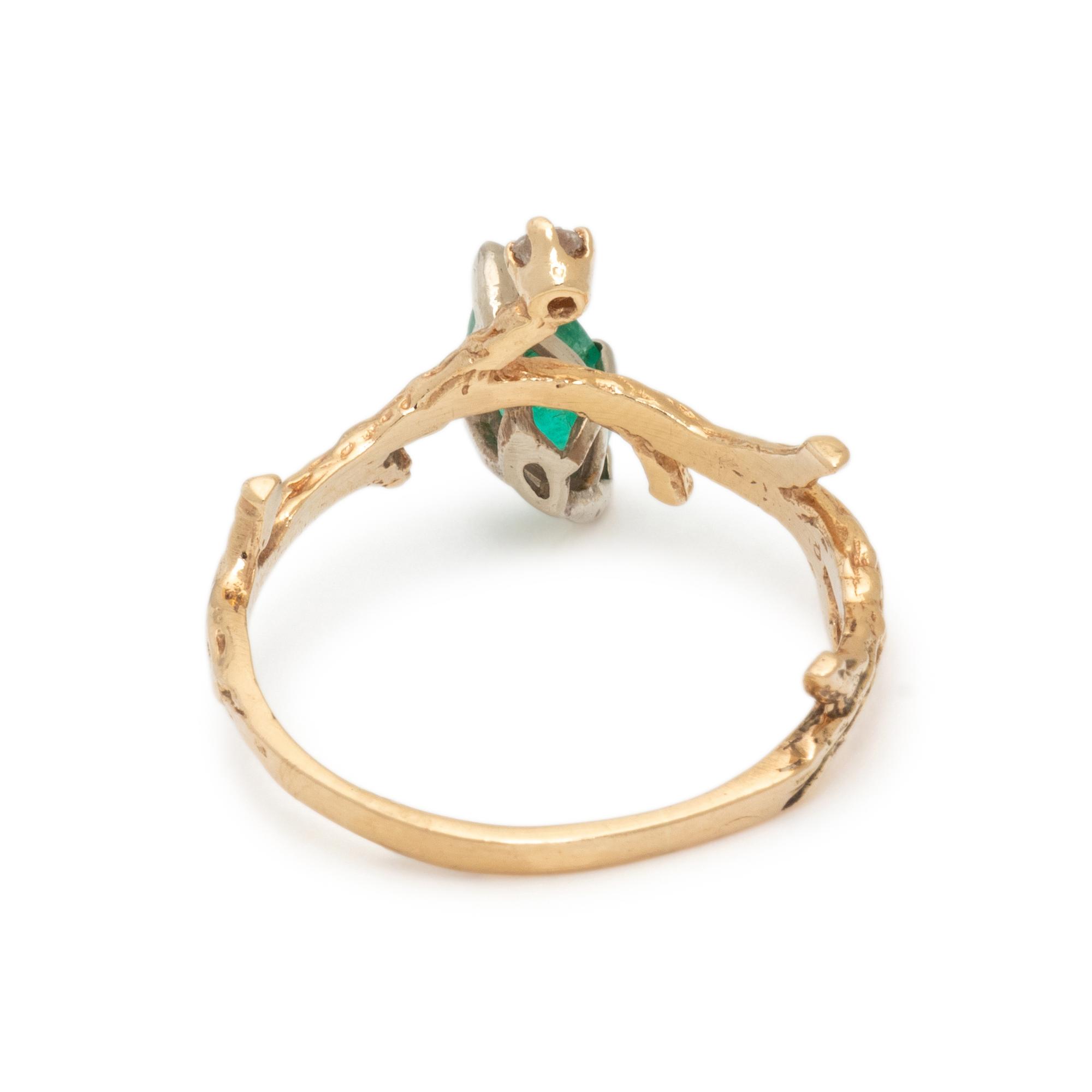 EMERALD, GOLD, AND DIAMOND RING