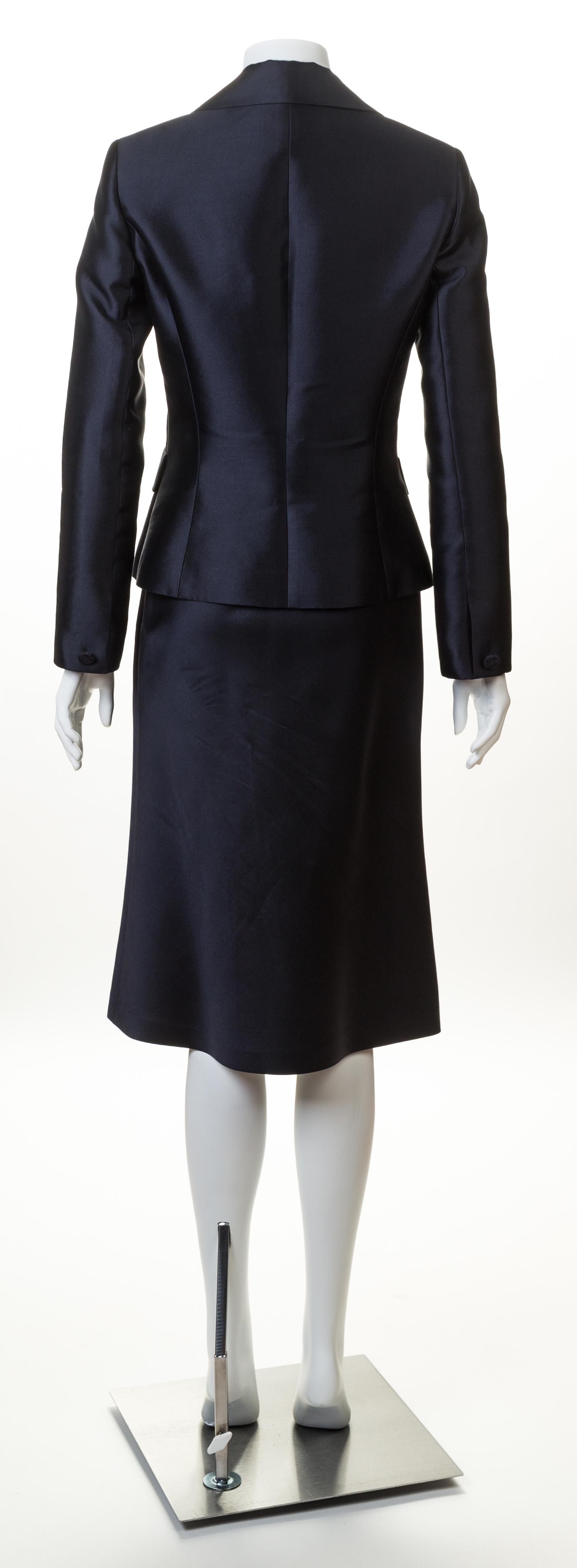 An Oleg Cassini Black Silk Skirt Suit,