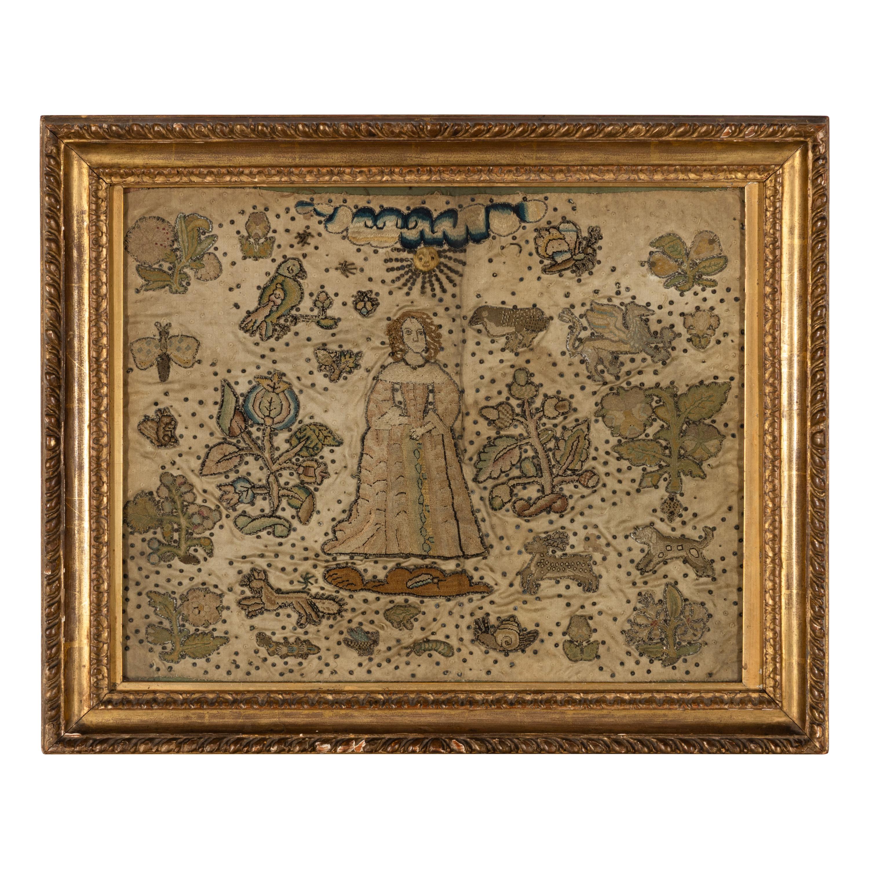 A Charles II Stumpwork Panel
