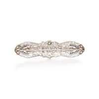 ART DECO, DIAMOND AND SYNTHETIC SAPPHIRE BROOCH