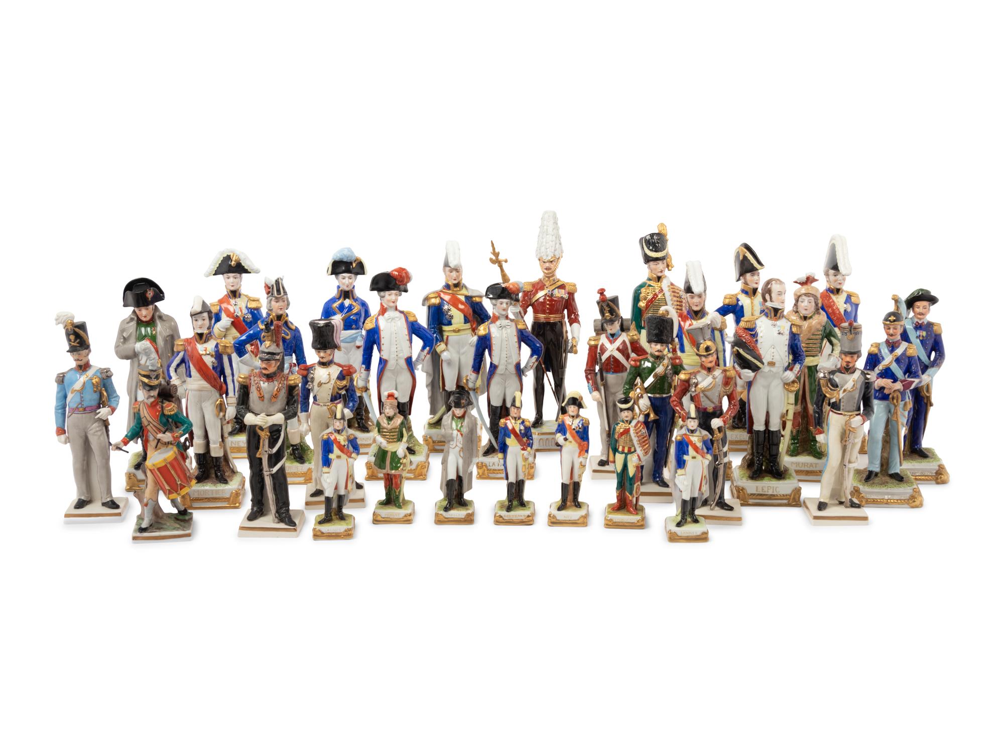A Collection of Continental Porcelain Napoleonic Figures