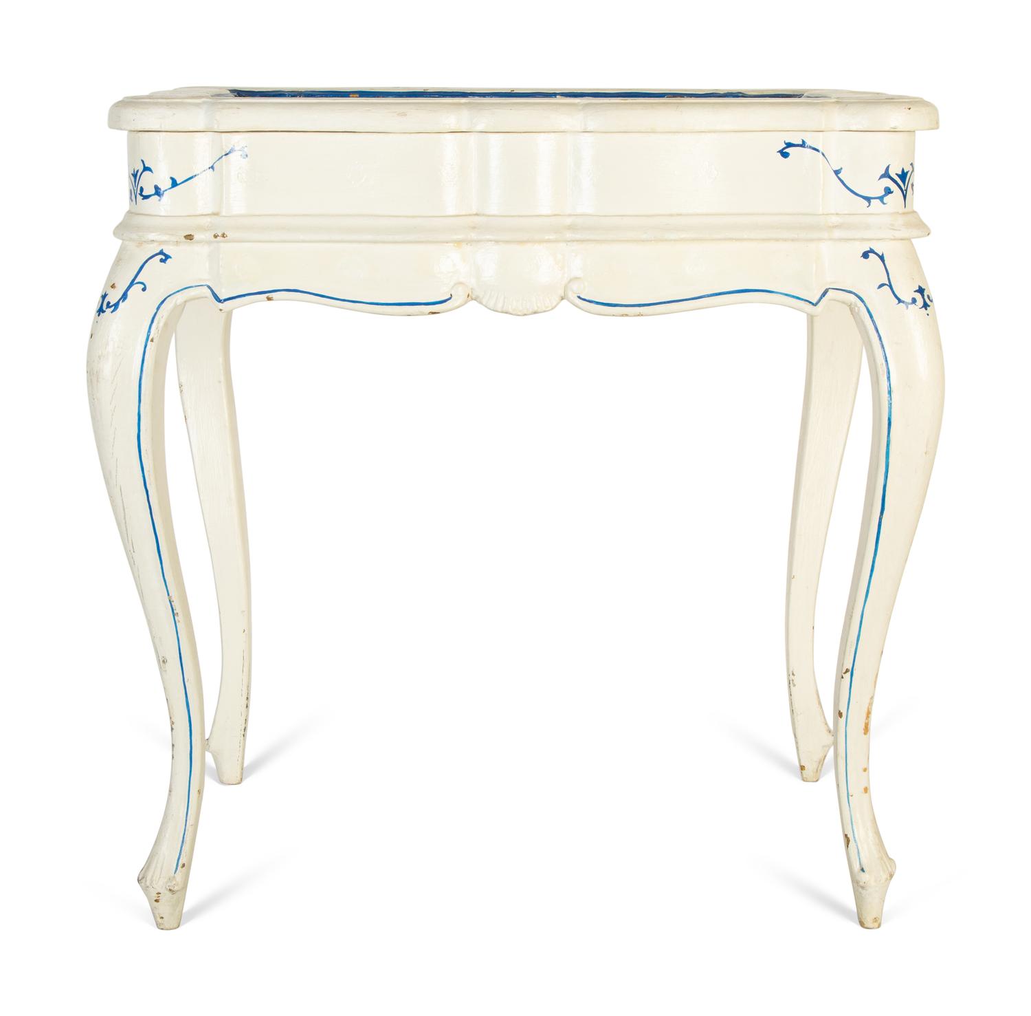 A Pair of French Provincial Style White Painted Vitrine Tables
