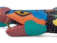 Two Carved and Polychrome Painted Folk Art Snakes