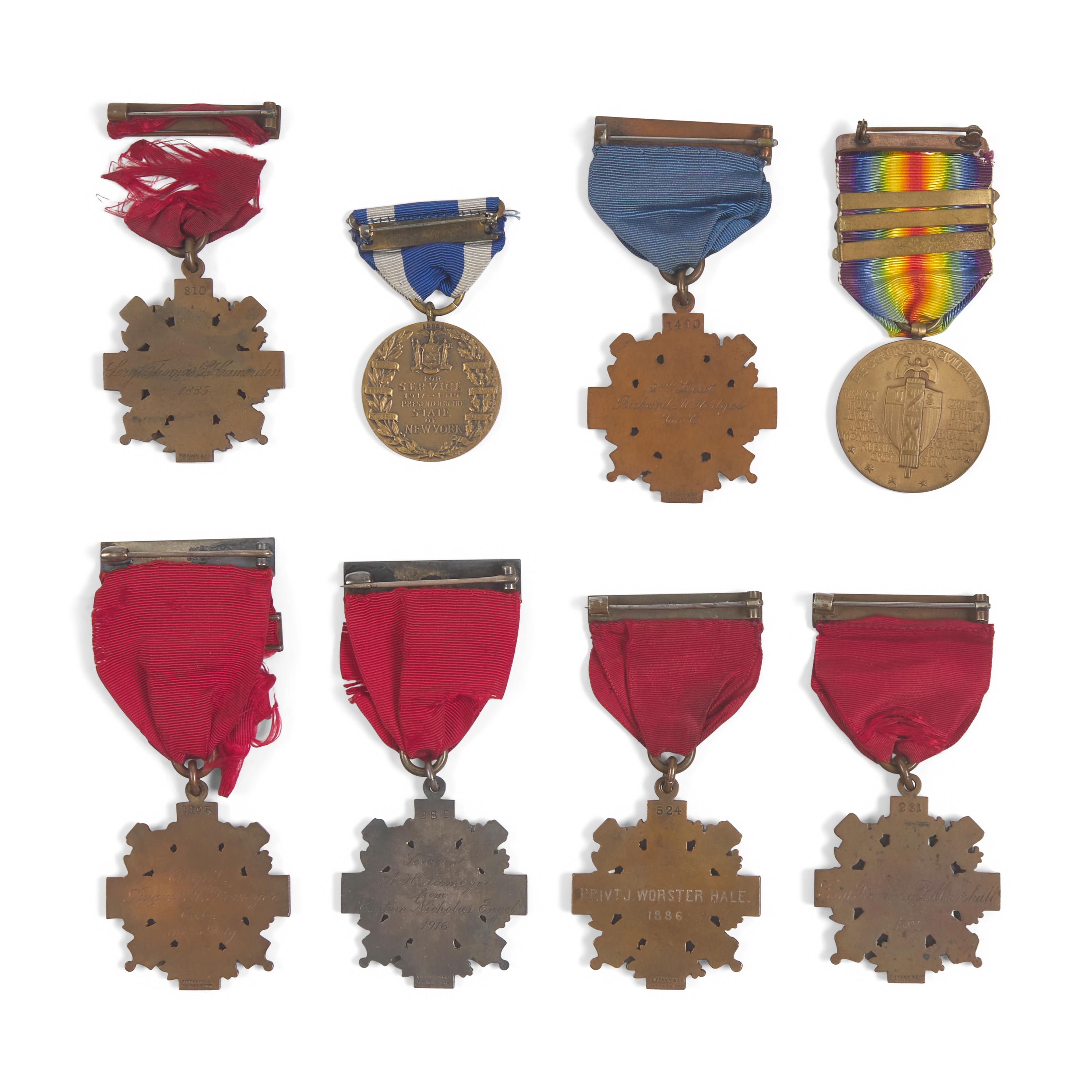 [Militaria] Group of 8 medals identified to 7th N.Y. National Guard members, including some by Tiffany & Co.