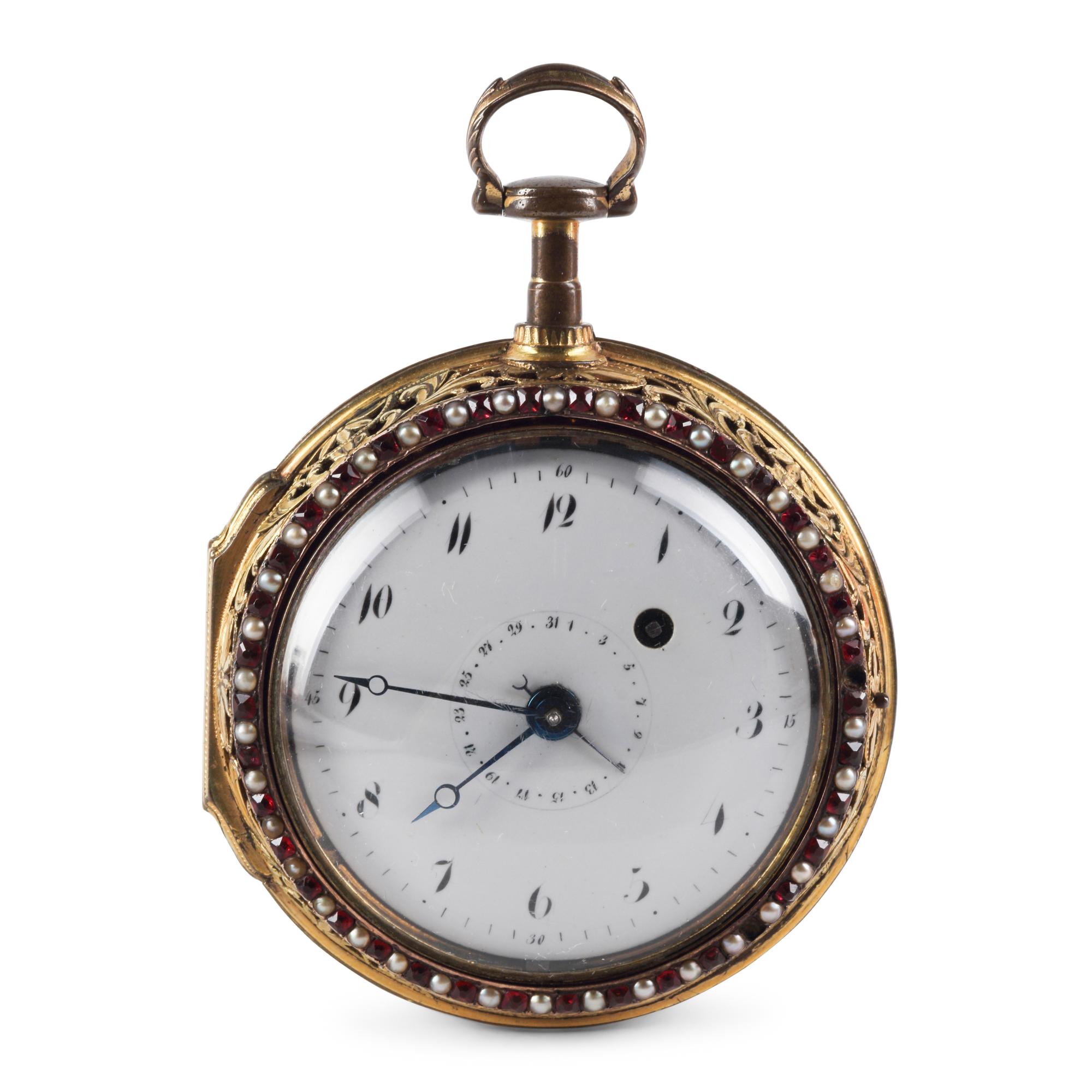 An Austrian Gilt-Bronze, Enamel, Hardstone and Pearl Cased Pocket Watch