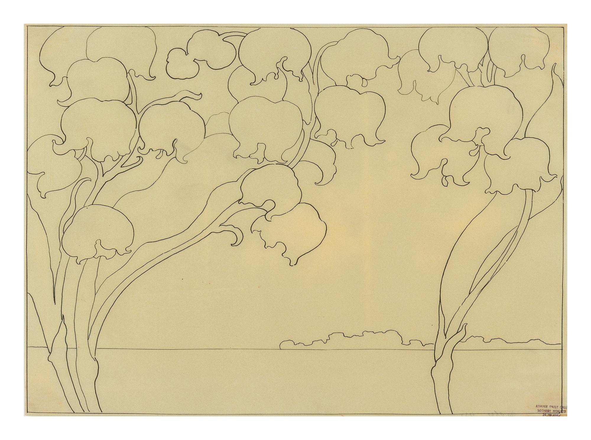 Emile Galle, (French, 1846-1904), Botanical Sketch