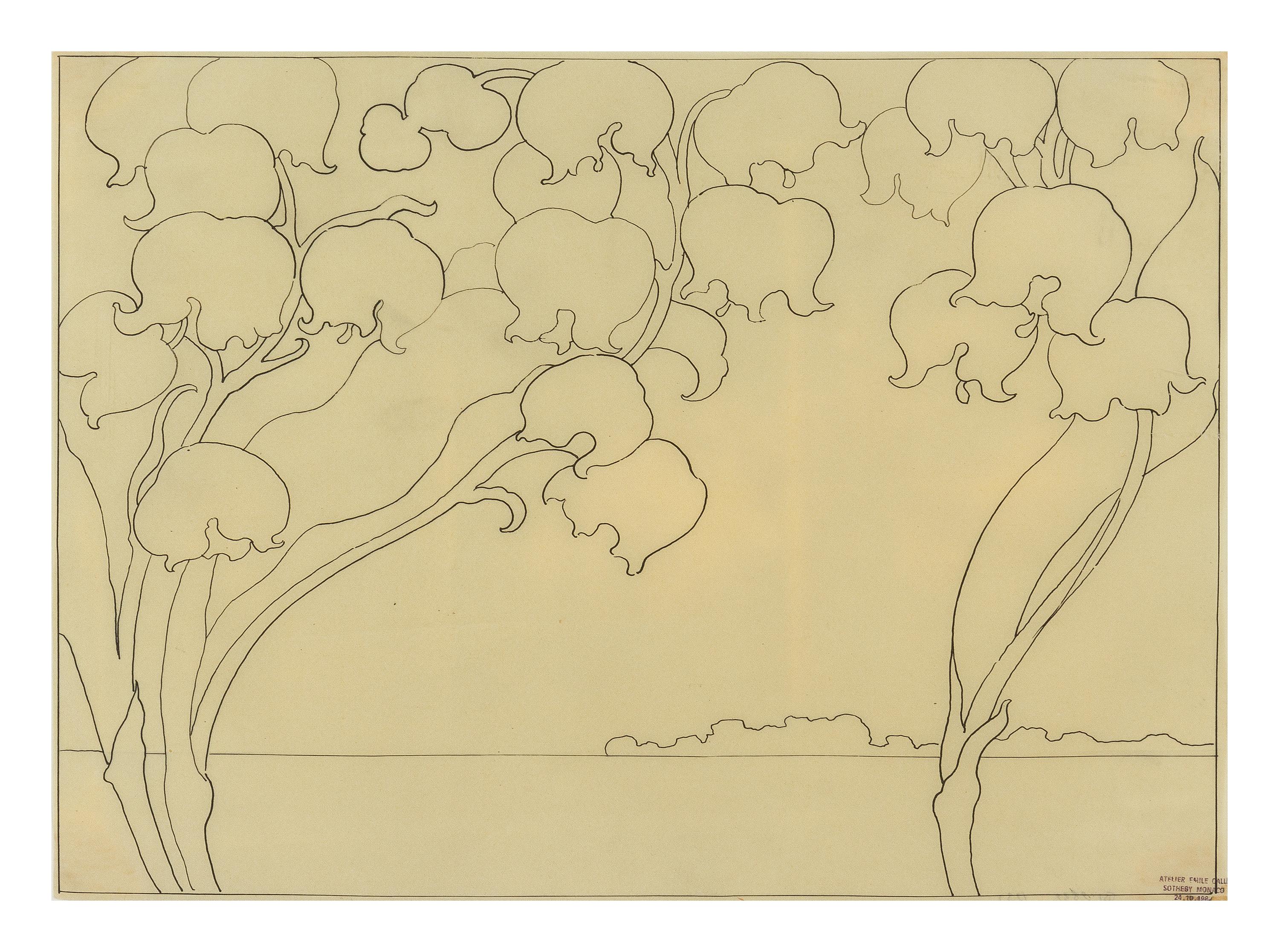 Emile Galle, (French, 1846-1904), Botanical Sketch