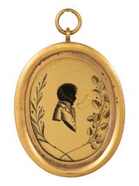 Six Verre Eglomise Silhouette Portraits of Gentleman