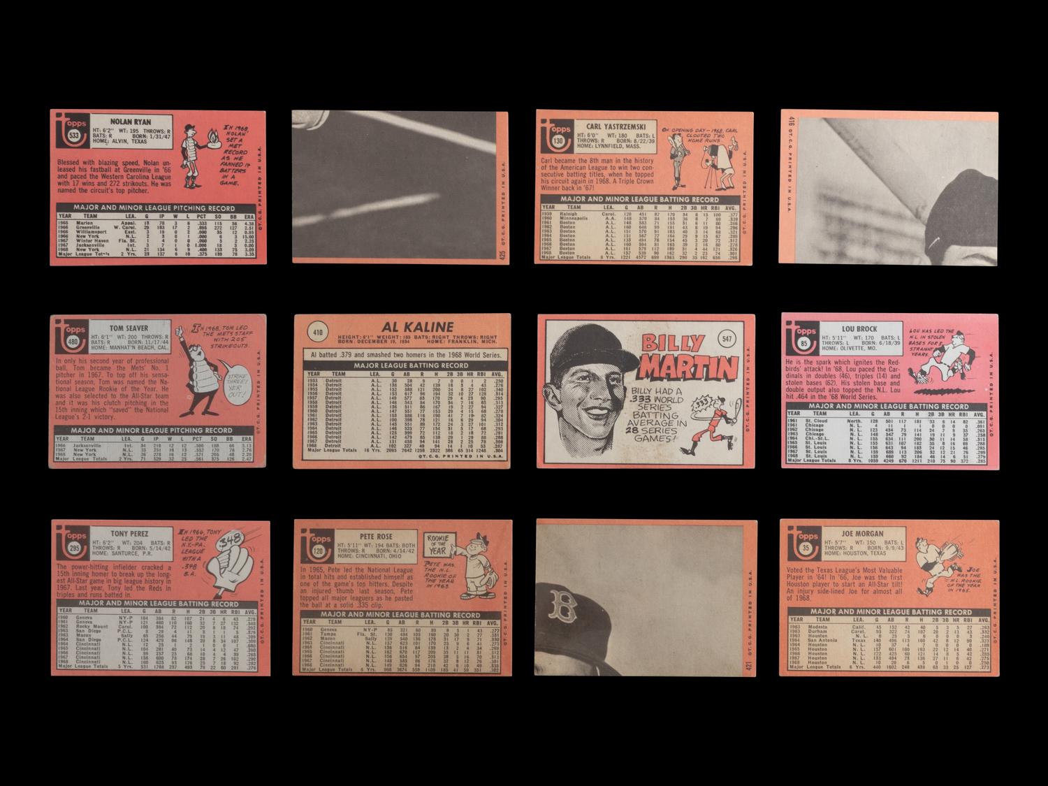 A Group of 12 1969 Topps Baseball Cards Featuring Multiple Hall of Famers and Notables (Including Nolan Ryan and Tom Seaver),