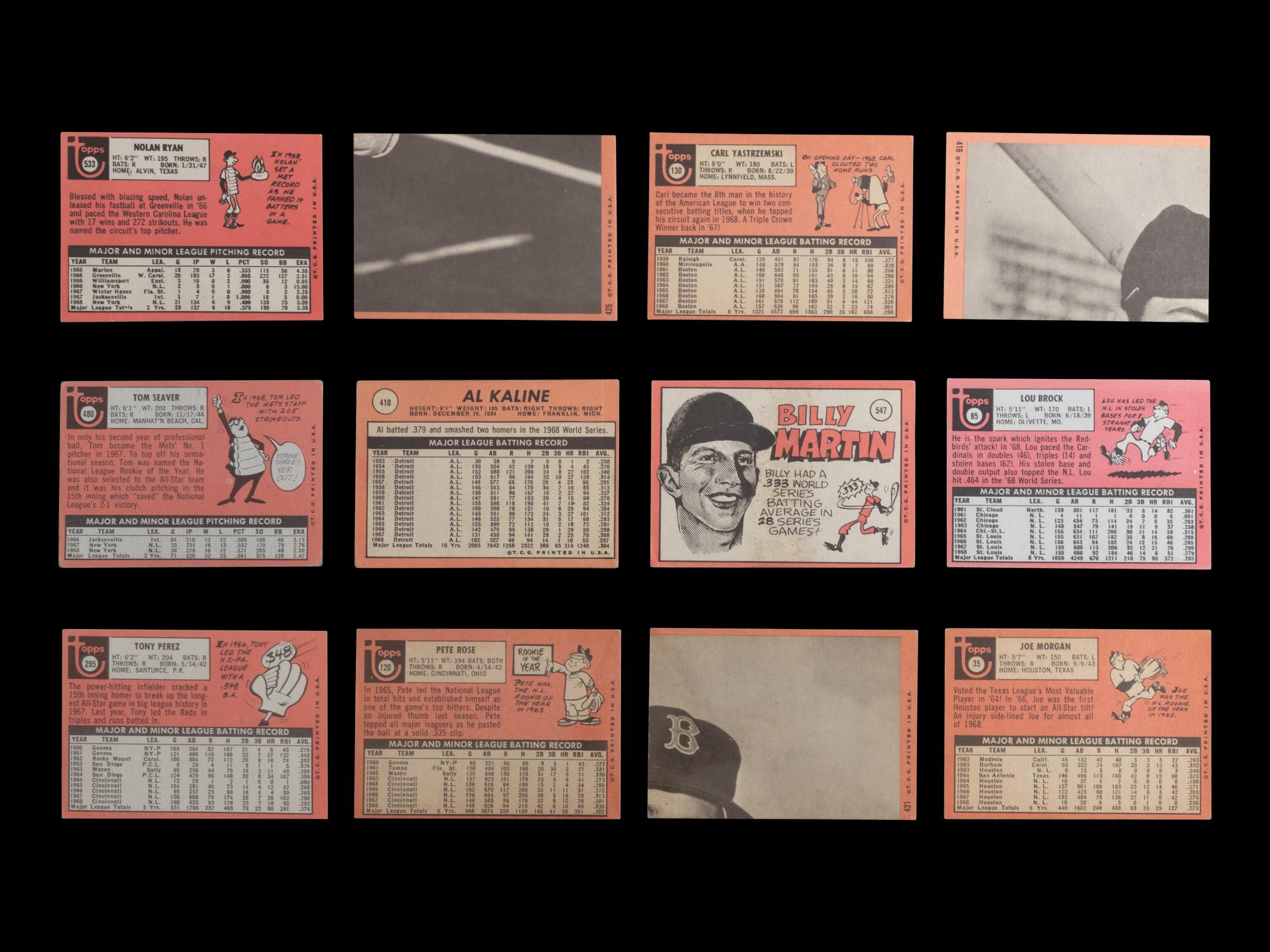 A Group of 12 1969 Topps Baseball Cards Featuring Multiple Hall of Famers and Notables (Including Nolan Ryan and Tom Seaver),