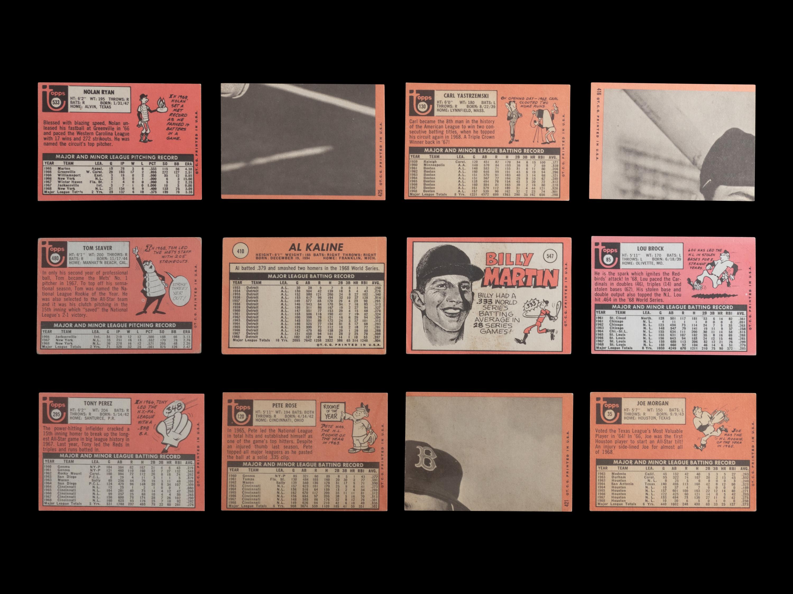 A Group of 12 1969 Topps Baseball Cards Featuring Multiple Hall of Famers and Notables (Including Nolan Ryan and Tom Seaver),