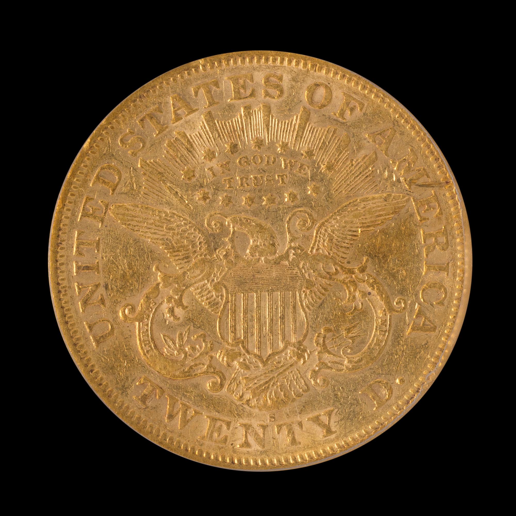 A United States 1873-S Liberty Head: Open 3 $20 Gold Coin
