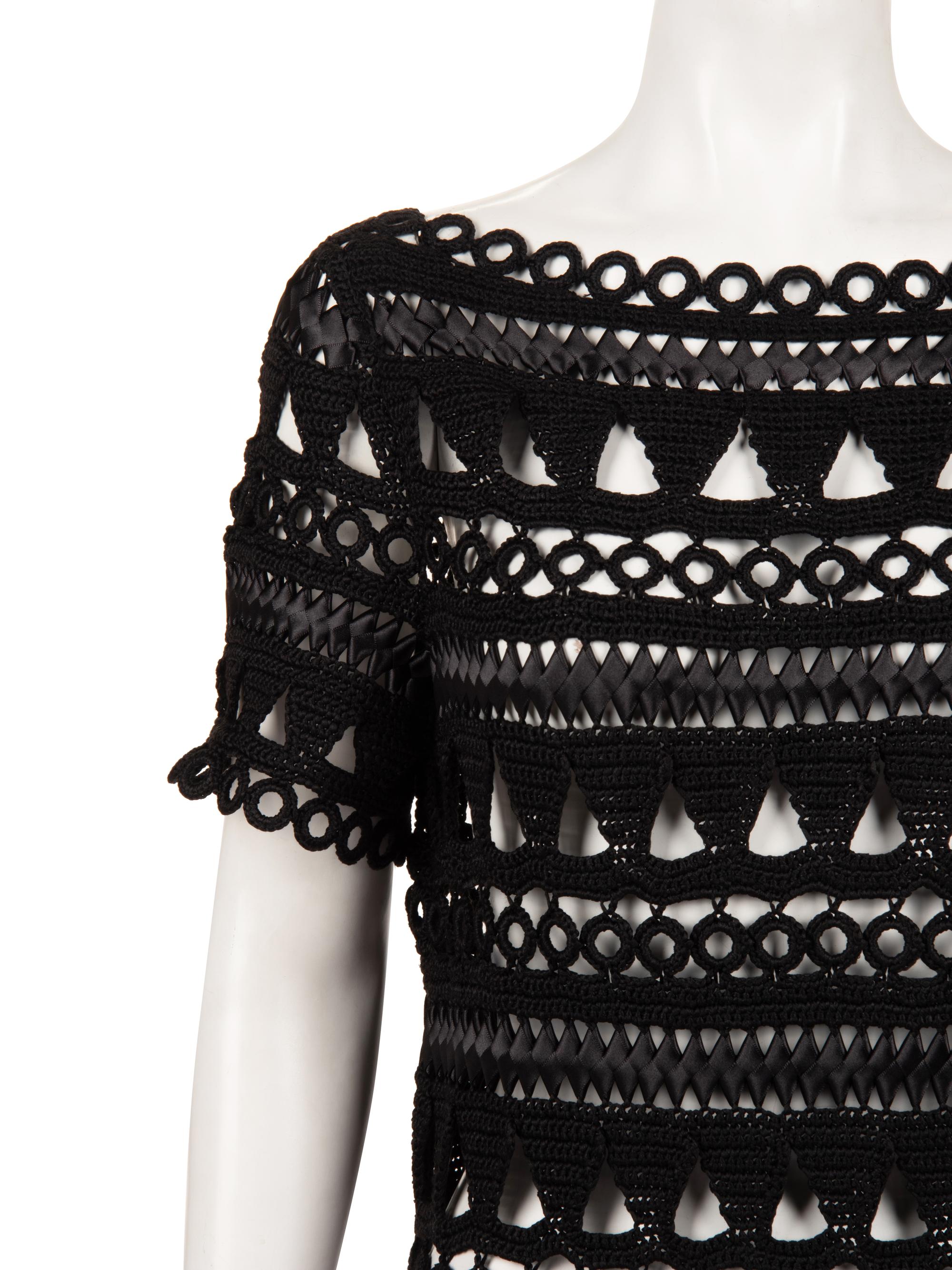 Oscar de la Renta Silk Crochet Dress, Resort 2018