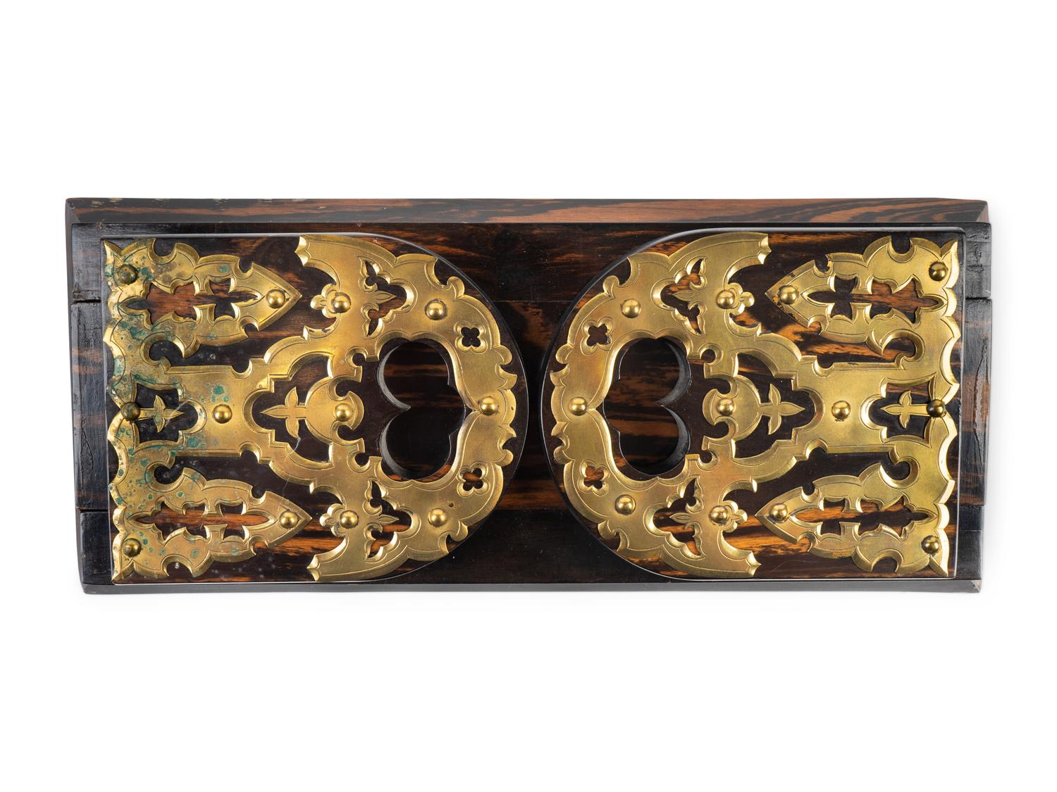 A Victorian Brass Mounted Coromandel Sliding Desk Top Book Shelf — 19TH CENTURY