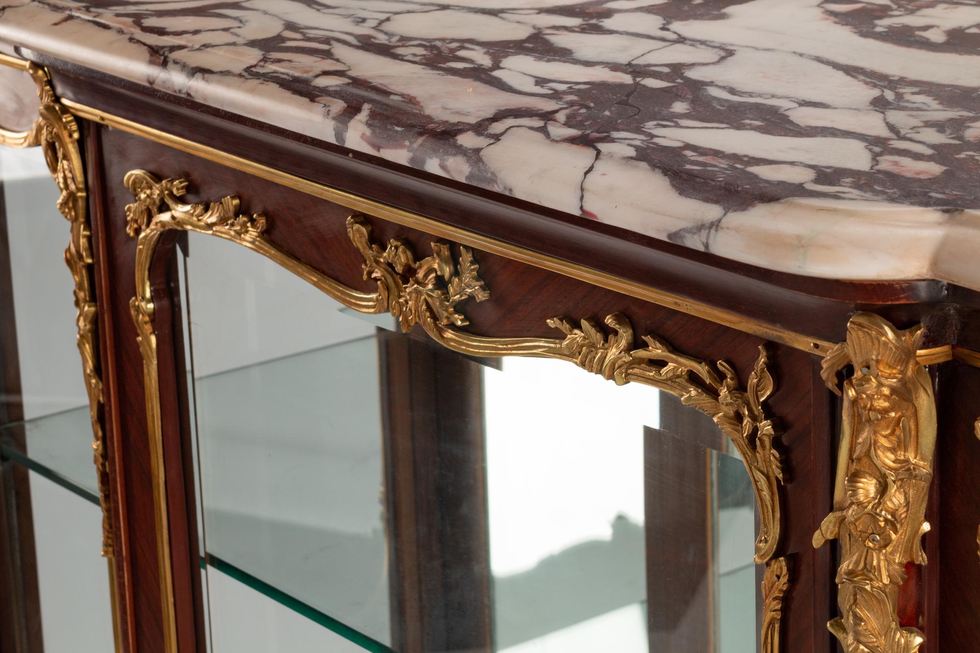 A Louis XV Style Gilt-Bronze-Mounted Tulipwood Vitrine