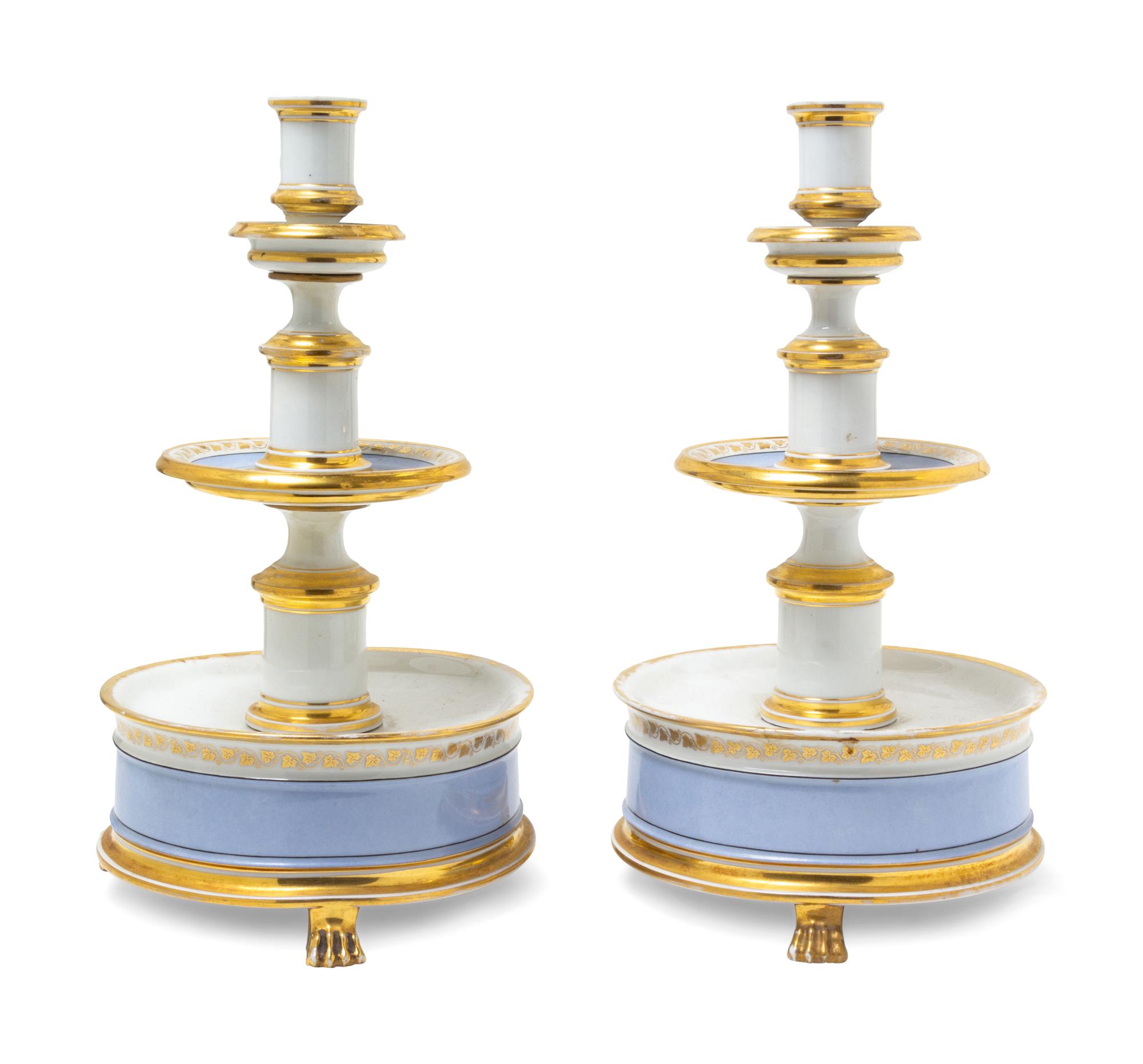 A Pair of Paris Porcelain Candlesticks