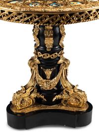 A Louis XV Style Porcelain Mounted Gilt Bronze Center Table