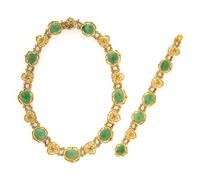 YELLOW GOLD AND JADE DEMI PARURE