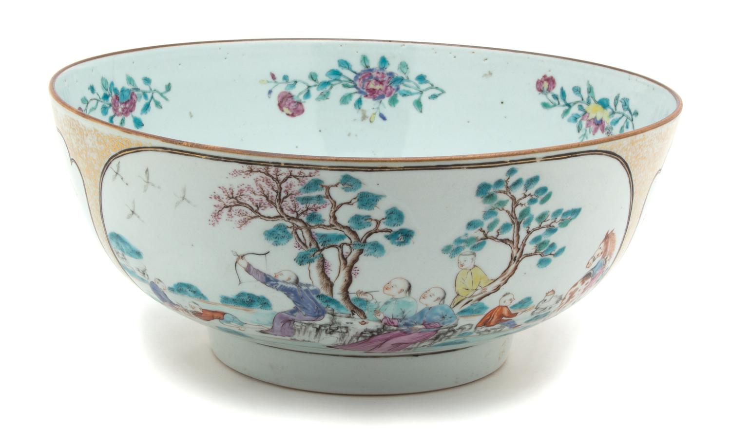 A Chinese Export Famille Rose Porcelain Bowl Diameter 12 1/2 inches. — 19TH CENTURY