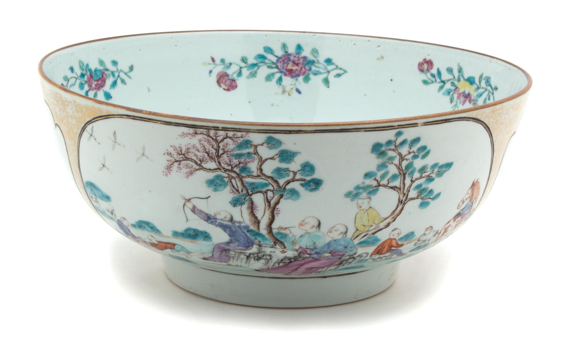 A Chinese Export Famille Rose Porcelain Bowl Diameter 12 1/2 inches. — 19TH CENTURY