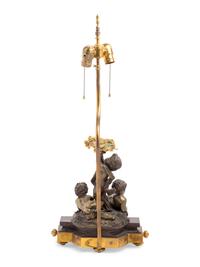 A French Bronze Figural Group Mounted as a Lamp