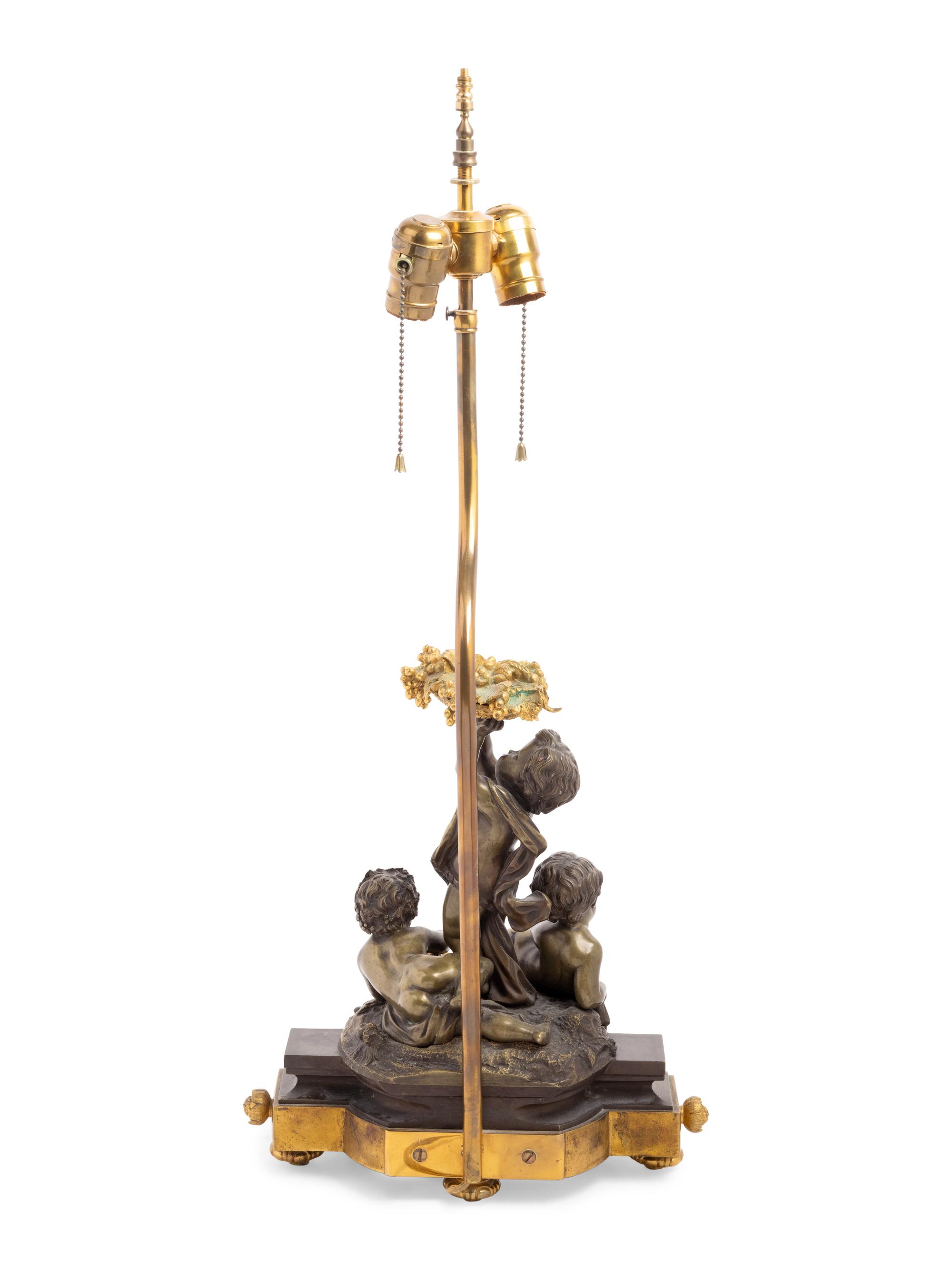 A French Bronze Figural Group Mounted as a Lamp