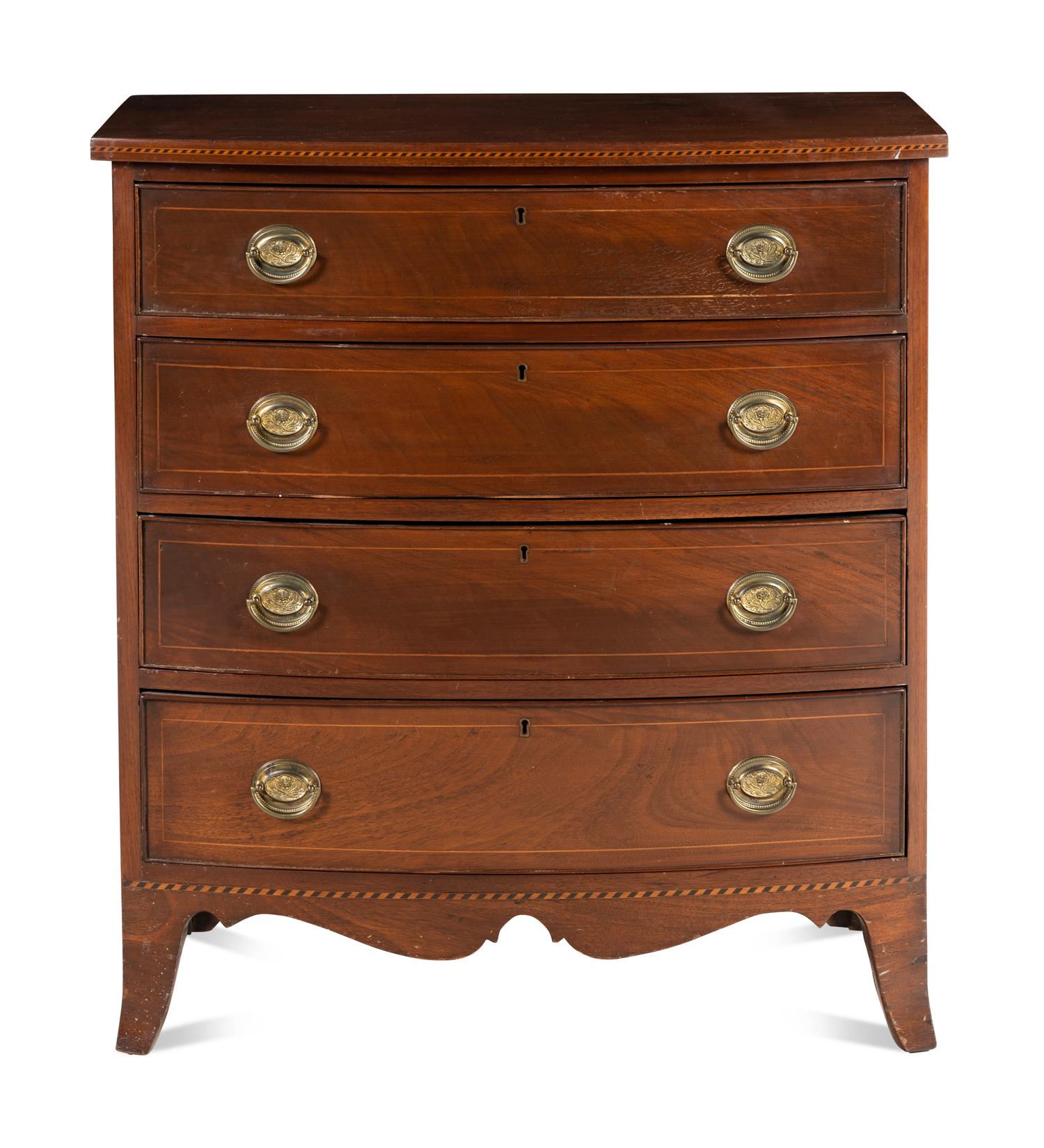 A Federal Style Inlaid Mahogany Bowfront Chest of Drawers