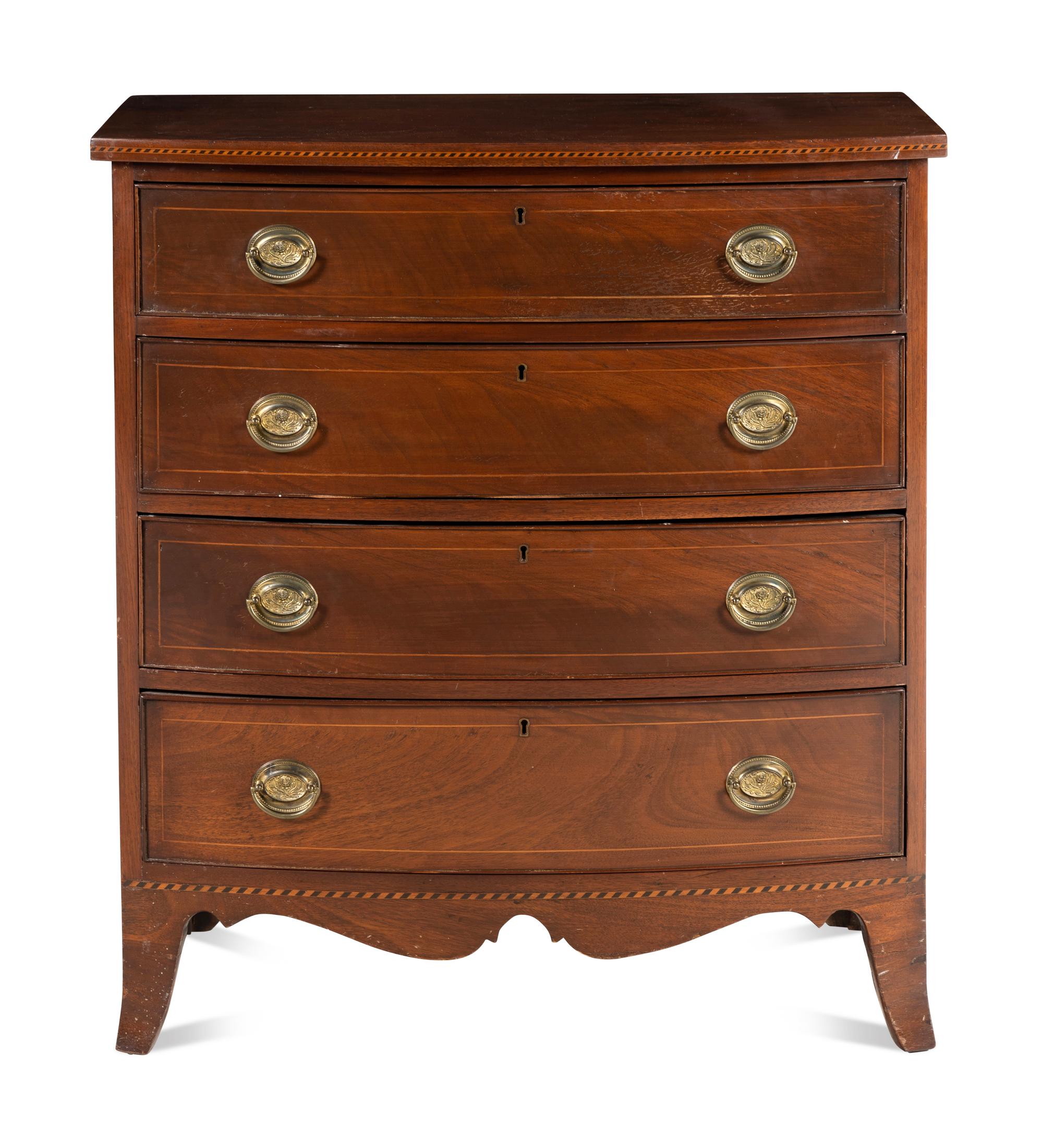 A Federal Style Inlaid Mahogany Bowfront Chest of Drawers