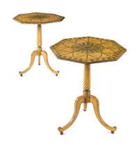 A Pair of George III Cream and Green-Painted Octagonal Tables