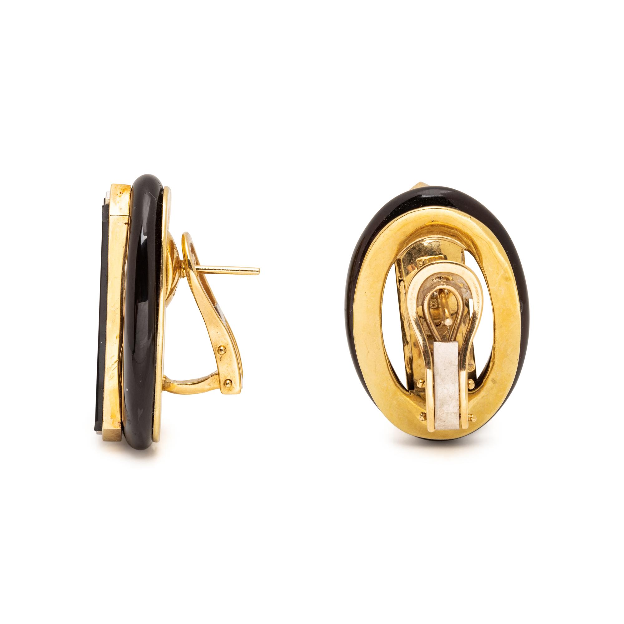 EMIS BEROS, ONYX AND DIAMOND EARRINGS
