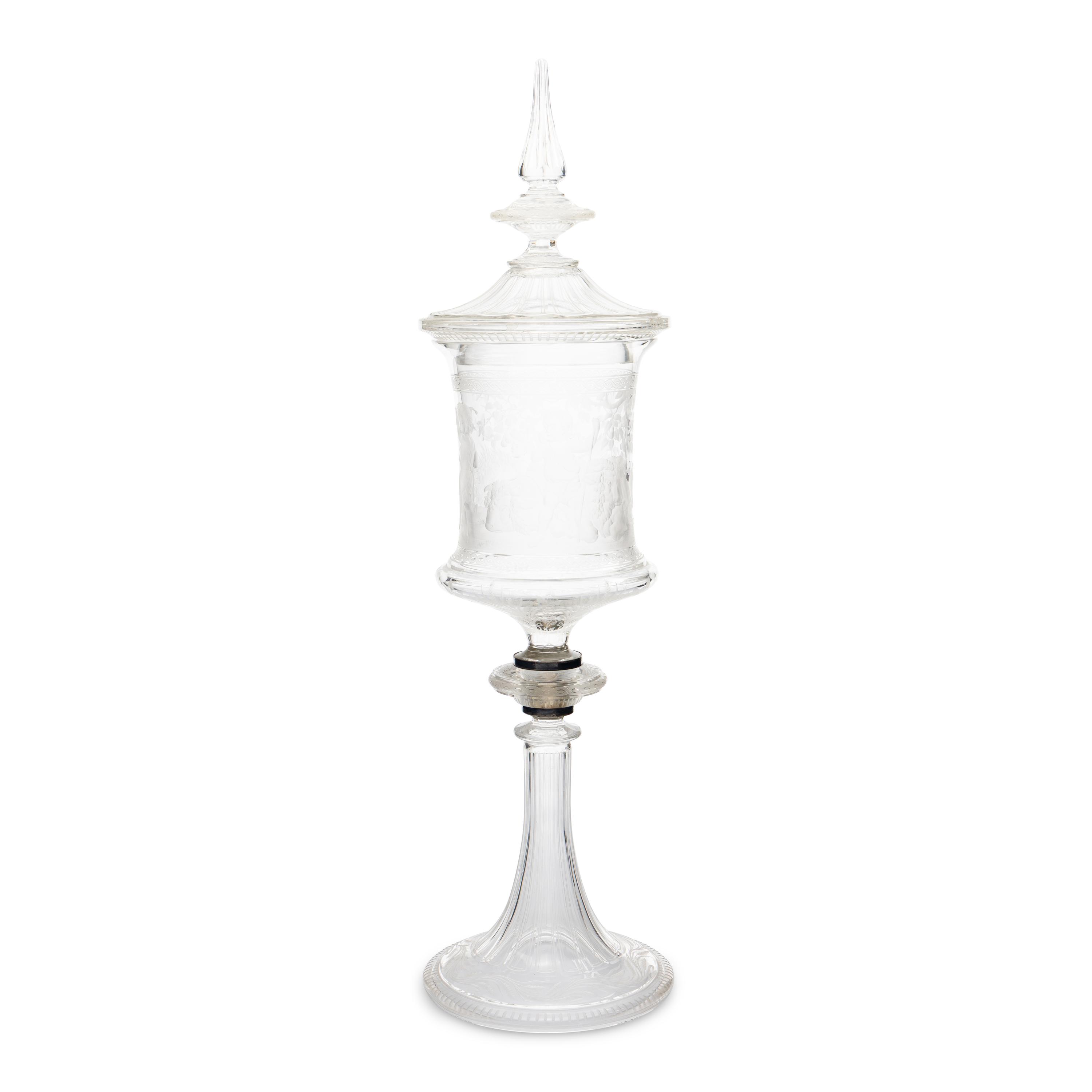 A Bohemian Tiefschnitt Glass Goblet and Cover