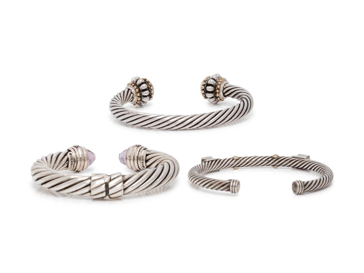 DAVID YURMAN, COLLECTION OF STERLING SILVER AND GEMSTONE CUFF BRACELETS