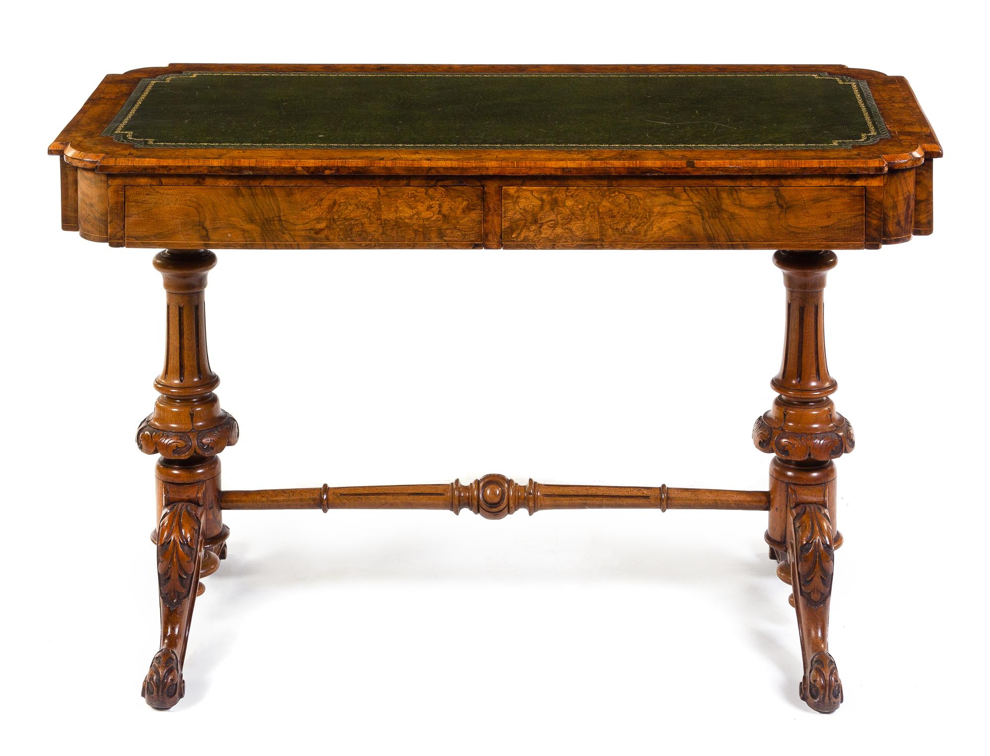 A Victorian Burled Walnut Writing Table